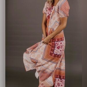 Roolee Multicolor‎ Patchwork Hanker-chief Maxi Dress size XL Boho Flowy Dress